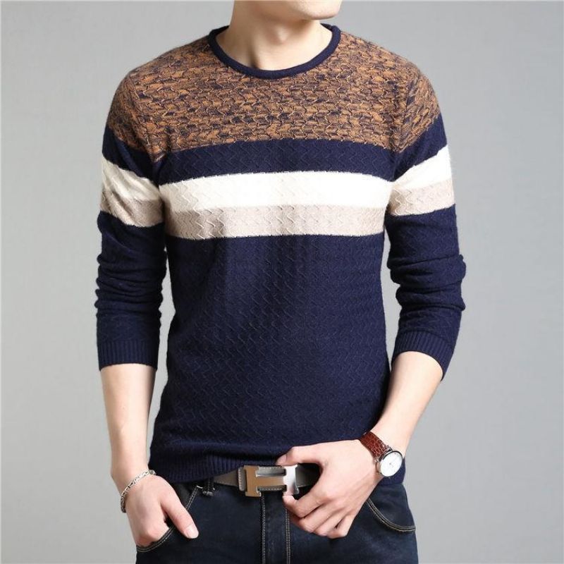 O Neck Striped Pullover