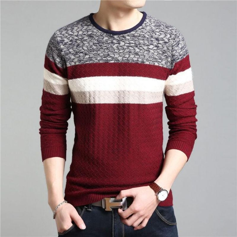 O Neck Striped Pullover