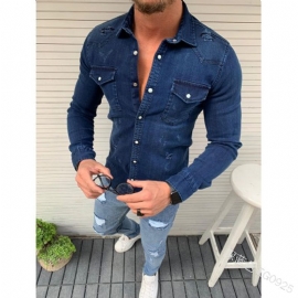 Turndown Washed Jeans Shirt