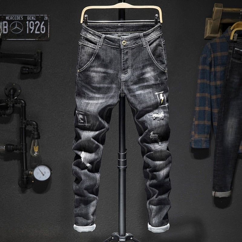 Džíny Slim Fit Distressed Streetwear