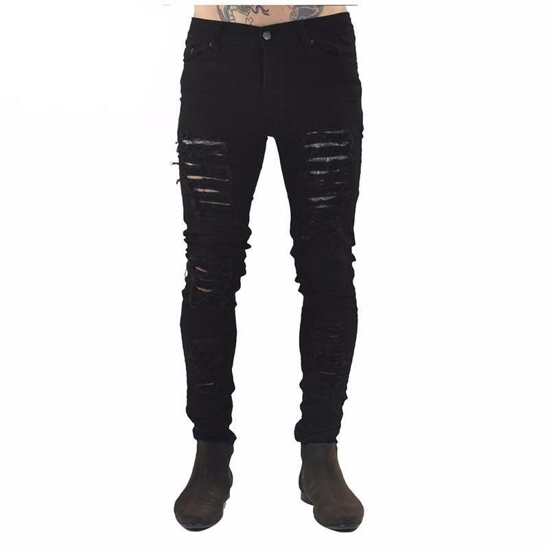 Hip Hop Swag Distressed Slim Jeans 3 Barvy