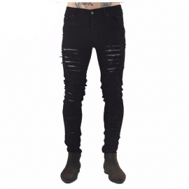 Hip Hop Swag Distressed Slim Jeans 3 Barvy