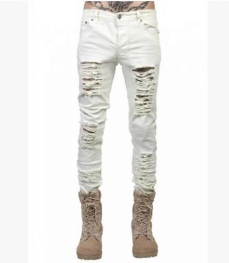 Hip Hop Swag Distressed Slim Jeans 3 Barvy