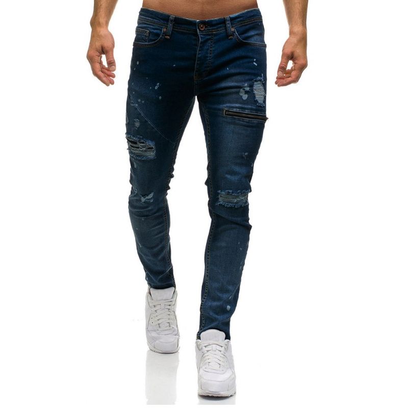 Stylové Dírky Skinny Denim Jeans