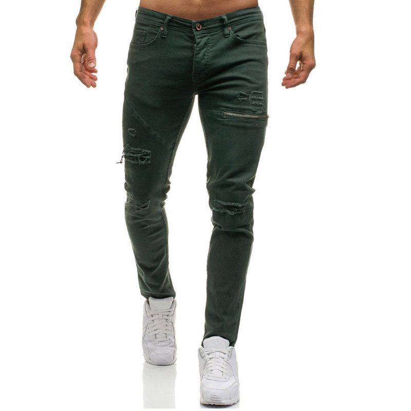 Stylové Dírky Skinny Denim Jeans