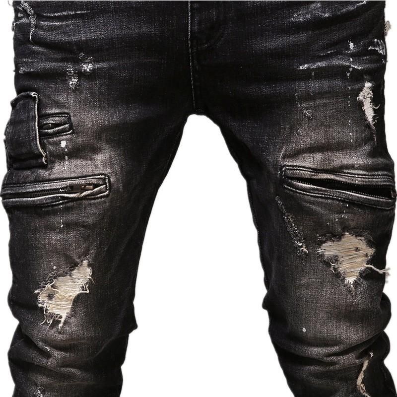 Vysoce Kvalitní Vintage Distressed Denim Jeans