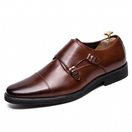 Kožené Společenské Boty Oxford S Dvojitým Páskem Monk Strap