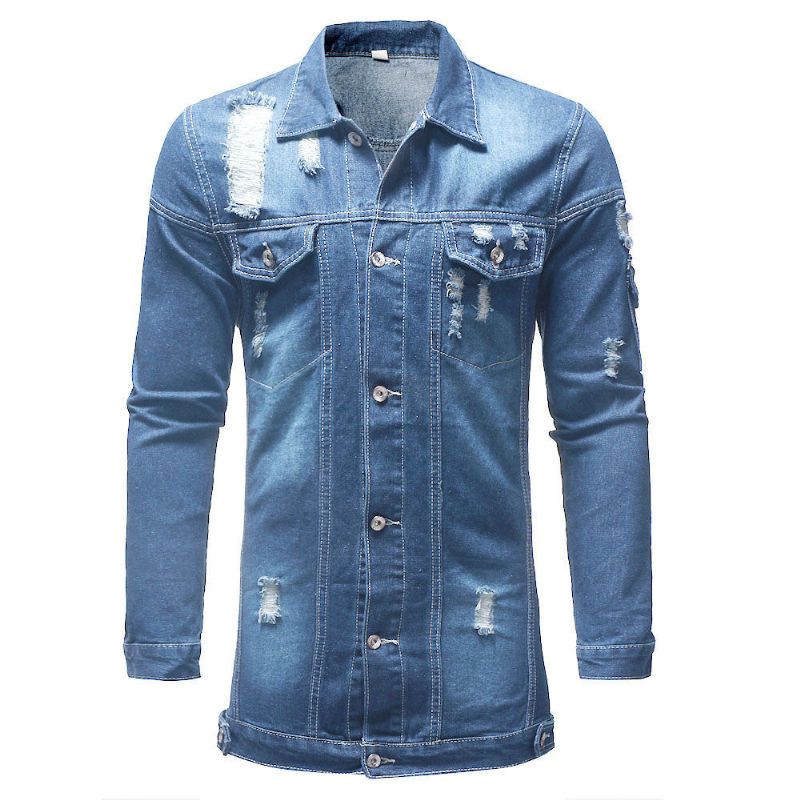 Dlouhá Bunda Ve Stylu Distressed Denim Street