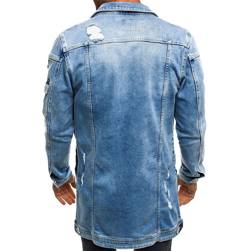 Dlouhá Bunda Ve Stylu Distressed Denim Street