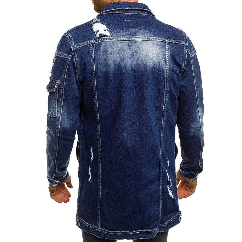 Dlouhá Bunda Ve Stylu Distressed Denim Street