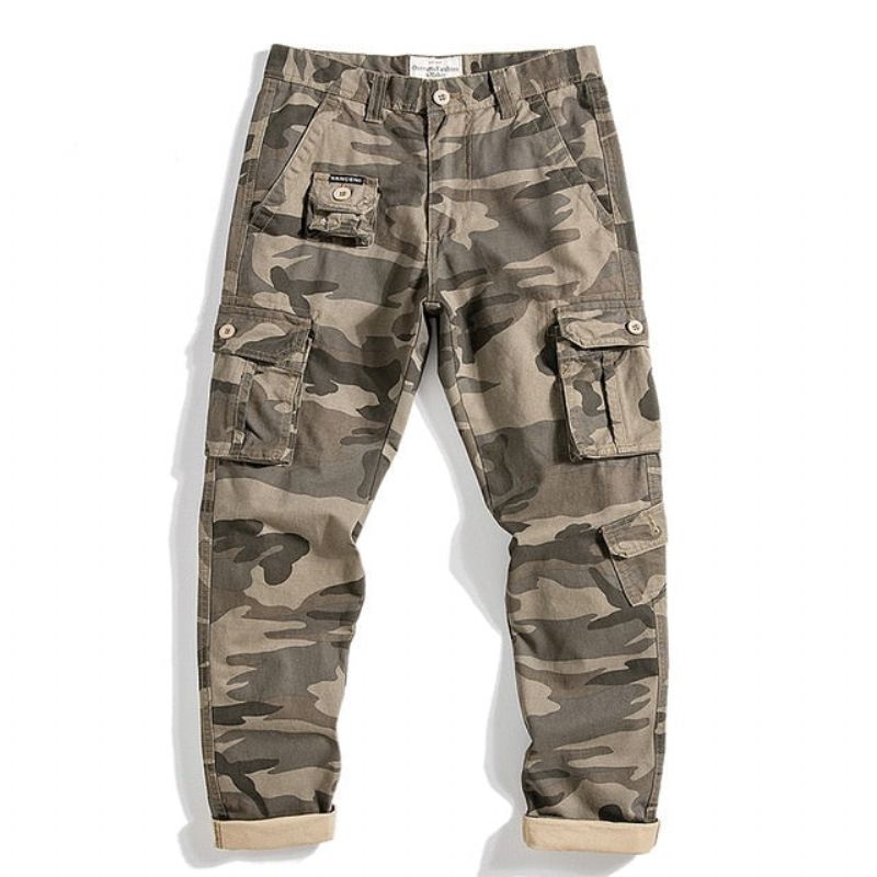 Designové Bavlněné Kalhoty Camo Cargo