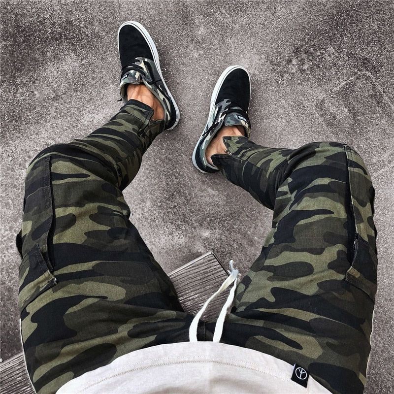 Side Stripe Camo Streetwear Joggers