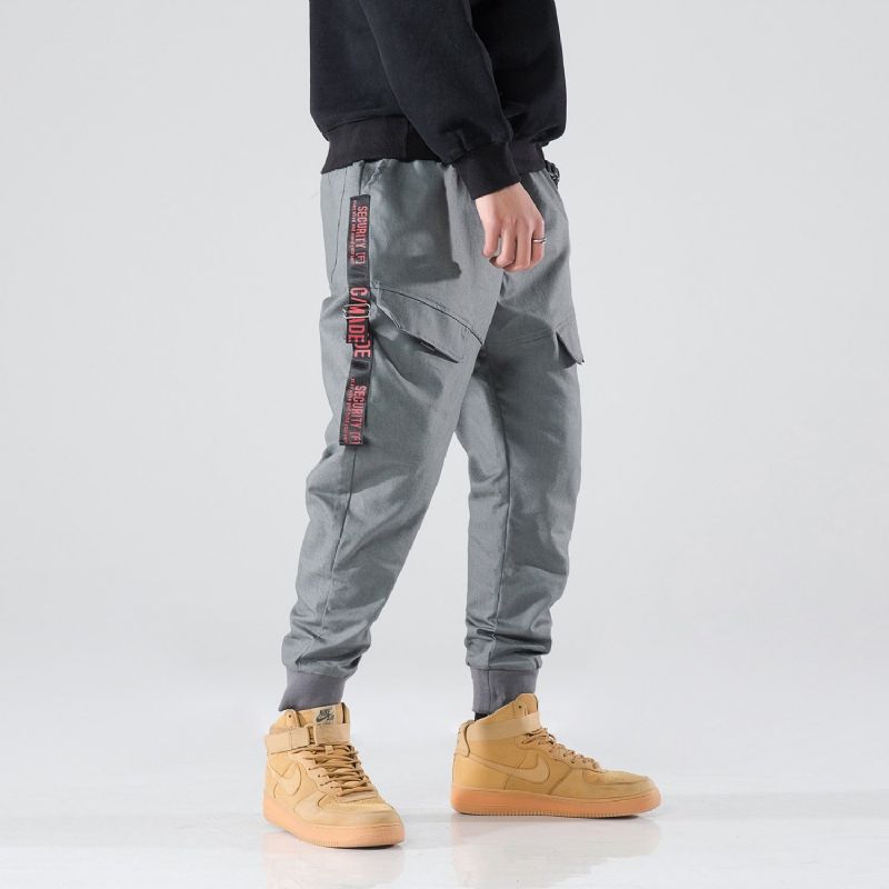 Streetwear Boční Kapsy Stripe Joggers